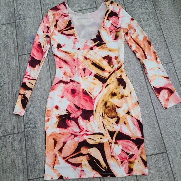 Jennifer Lopez Collection Women's Vibrant Long Sleeve Bodycon Dress Size S NWT - Picture 15 of 16